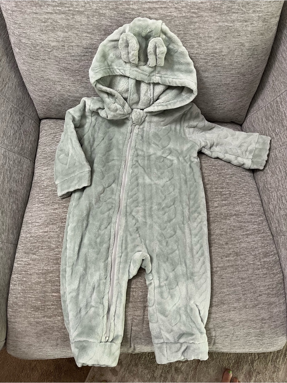 Baby Hooded jumpsuit plush fleece winter romper with bunny ears